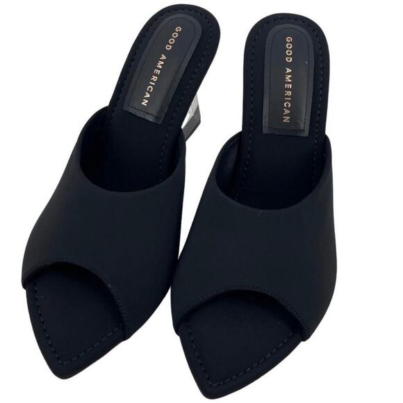 Good American Clear Wedge Sandal Neoprene Open Toe Size 8.5 GA368N-X New in Box - Picture 1 of 16